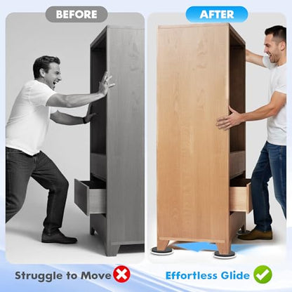 16-Pack Furniture Movers Sliders for Carpet & Hardwood Floors, Save 80% Effort Safely and Easily, The Glide Tool Set for Heavy Furniture and Appliances, Reusable Moving Pads (16 Plastic 3.5" Sliders) - size: 16 Plastic 3.5" Sliders