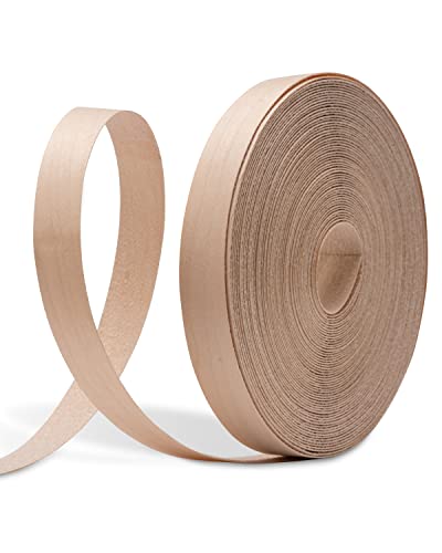 Maple Edge Banding, 3/4” X 50ft Roll Real Maple Wood Veneer Edging, Flexible Pre-glued Plywood Edge Banding Strips with Strong Hot Melt Adhesive Iron-on Edgebanding for Furniture Restoration - color: Maple, size: 3/4 inch x 50ft