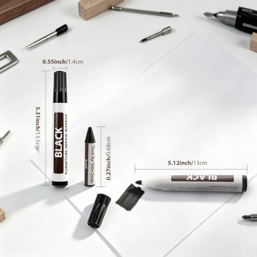 Furniture Touch Up Markers Set of 13, Wooden Furniture Floor Scratch Repair Kit- Markers and Wax Sticks with Sharpener for Fixing Stains and Scratches on Wood Floors,Tables,Desks