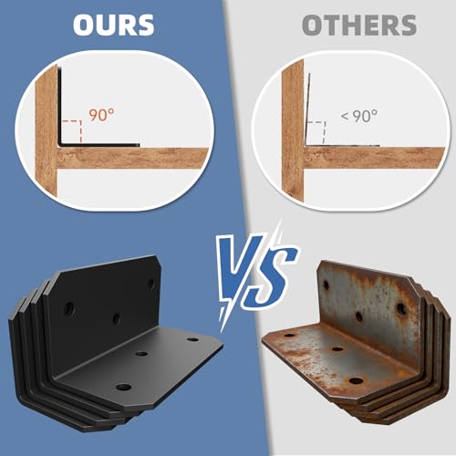 4"x2" Steel Corner Braces, L Brackets for Wood Furniture - size: （4PCS） Black