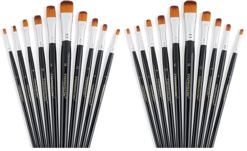 Transon Synthetic Filbert Paint Brush Set 10pcs for Acrylic Watercolor Gouache Art Painting and Body Craft Painting (Pack of 2) - size: Filbert 10 PCS (Pack of 2)