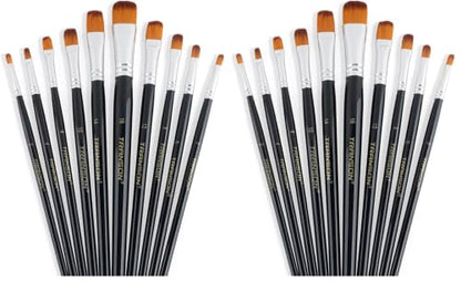 Transon Synthetic Filbert Paint Brush Set 10pcs for Acrylic Watercolor Gouache Art Painting and Body Craft Painting (Pack of 2) - size: Filbert 10 PCS (Pack of 2)