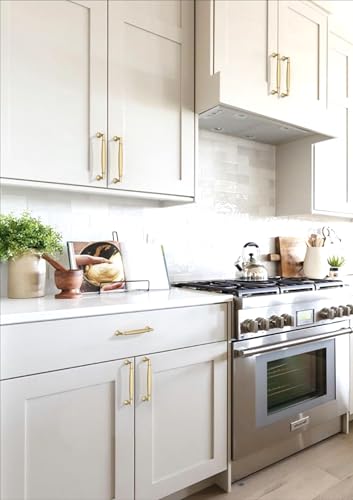10 Pack Brushed Gold Cabinet Pulls 5 Inch(128mm) Kitchen Cabinet Handles Solid Zinc Alloy Cabinet Hardware Drawer Pulls - color: Brushed Gold, size: 5" Hole Center