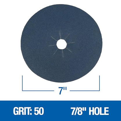 Mercer Industries 410050 Zirconia Cloth Floor Sanding Edger Discs, 7" x 7/8" Hole, Grit 50X (25 pack) - color: Zirconia, size: 7" x 7/8" Hole, style: 50X (25 pack)