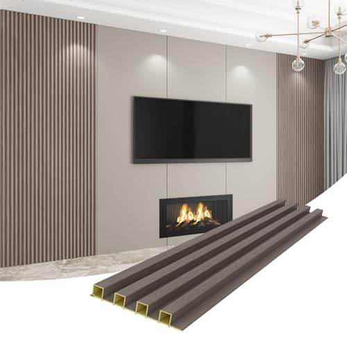Slat Wall Panel 8-Pack, 118’’x6.1’’, Smoky Oak - size: 118’’x6.1’’-Smoky Oak