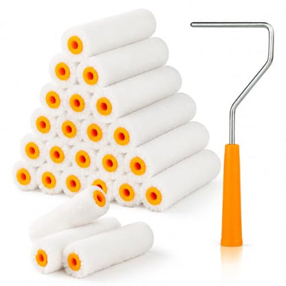 Mister Rui Mini Paint Roller Covers 24 Pieces, 4 Inch Microfiber Rollers