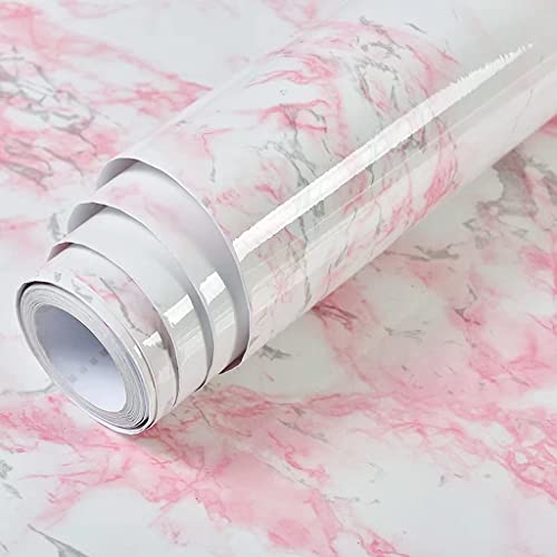 VIOPVERY Pink Marble Peel and Stick Wallpaper 15.7" x 197" - color: Pink, size: 15.7" x 197"