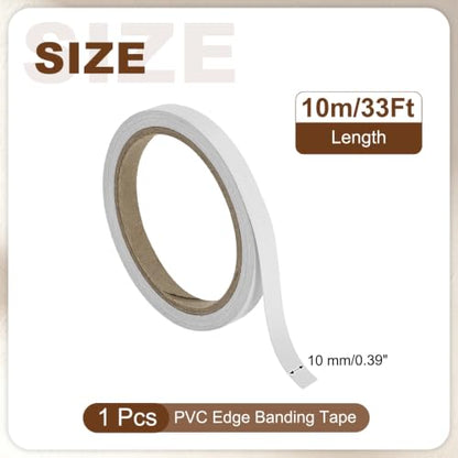 uxcell PVC Edge Banding Tape 3/8" Pure White Peel Stick Edging Trim - color: Pure White, size: 3/8"