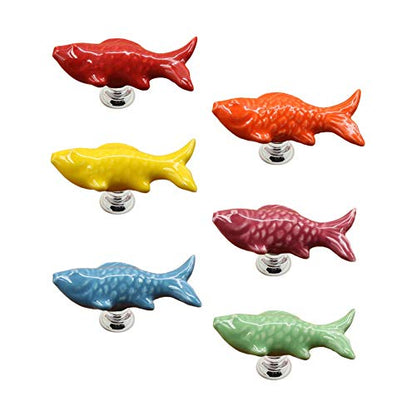 6pcs Creative Fish Pull Handles Drawer Knobs Nursery Ceramic