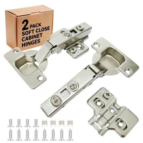 2-Pack Frameless Soft Close 40mm Cup Full Overlay Cabinet Hinges - size: Full Overlay