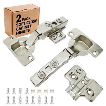 2-Pack Frameless Soft Close 40mm Cup Full Overlay Cabinet Hinges - size: Full Overlay