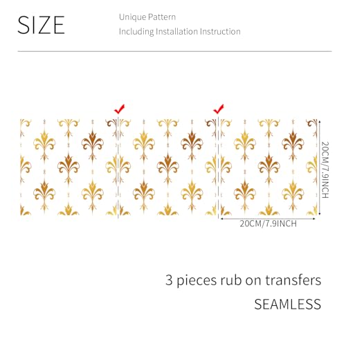 Gold Foil Rub on Transfer for Furniture DTF Transfers for Wood Drawer Decor, Fleur de lis - style: Fleur de lis