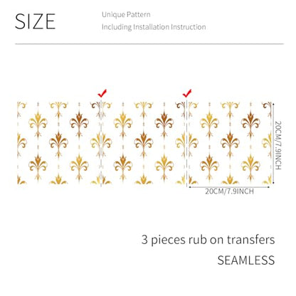 Gold Foil Rub on Transfer for Furniture DTF Transfers for Wood Drawer Decor, Fleur de lis - style: Fleur de lis