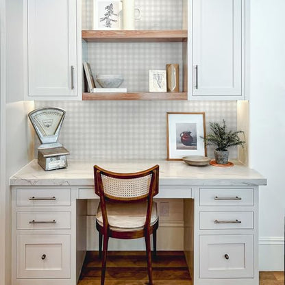Cohoo Home Plaid Peel and Stick Wallpaper Gingham Checkered 17.3''×78.7'' - color: Neutral, size: 17.3"×78.7"
