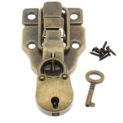 Retro Style Duckbilled Toggle Hasp Latch,LBTODH 1 Pack Antique Hasp Latch Padlock Kit for Jewelry Box Cabinet Toolbox Suitcase with Mounting Screws(Bronze)