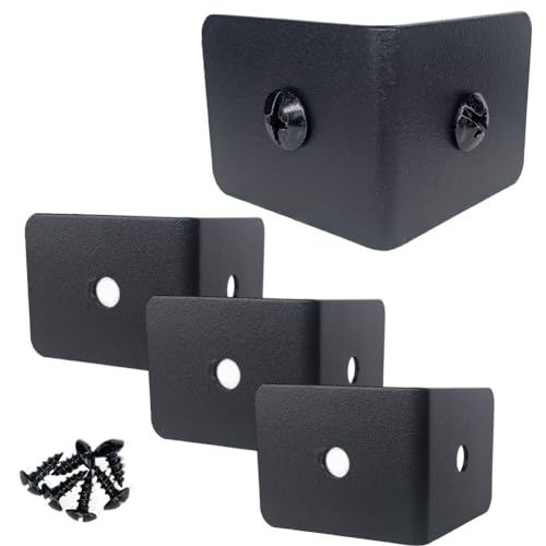 Black Corner Protectors for Wood Furniture, Decorative Corner Brackets, Baseboard Corner Protectors Heavy Duty Metal Corner Guard for Edge Guard Box Table Cabinet Trunk 4Pcs (Height:1.5")