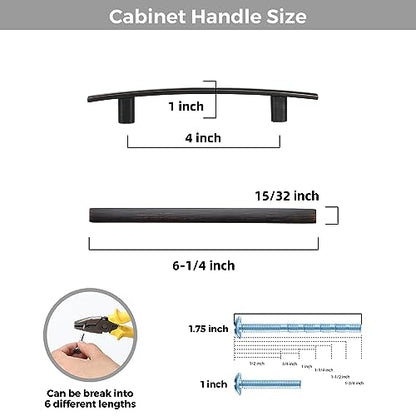 30 Pack Oil Rubbed Bronze Cabinet Handles, 4" Hole Center Curved Pulls - color: Oil Rubbed Bronze, size: 4" Hole Center