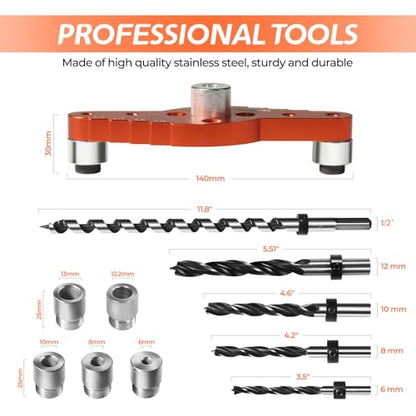 Dowel Jig Kit for Floating Shelf Bracket(& 1/2" x 11.8" Drill Bit)