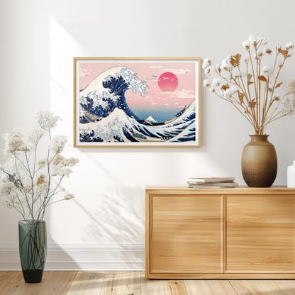 PLIGREAT 3 Sheets Pink Sea Wave Rub on Transfer Stickers for Crafts Japanese Cartoon Style Waterproof UV DTF Rub on Decals for Furniture Cabinet Dressers Ceramic Scrapbooking Decorative Transfer Paper - style: Pink Sea Wave