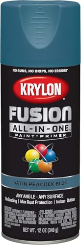 Krylon Fusion All-In-One 12 Oz. Satin Spray Paint, Peacock Blue - 1 Each - color: Peacock Blue, size: 12 Ounce (Pack of 1), style: Satin