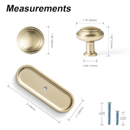 6Pack Champagne Bronze Cabinet Knobs with Backplate Drawer knobs - color: Champagne Bronze, style: Recessed Edge