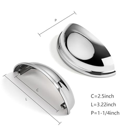 10 Pack 2-1/2" Drawer Pulls Polished Chrome Cabinet Cup Pulls Kitchen Hardware Cabinet Handles Drawer Handles Knobs 2-1/2 inch (64mm) Center to Center - color: Polished Chrome, size: 2-1/2 inch Hole Center, style: 10 Pack