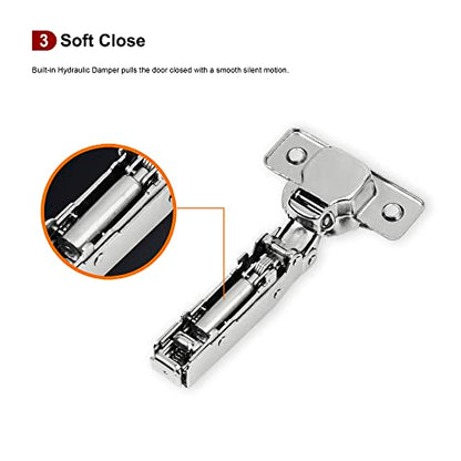 2 Pack Full Overlay Frameless Soft Close Cabinet Hinges, Clip On