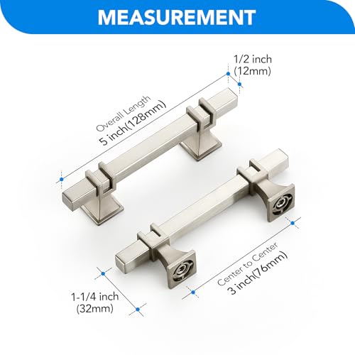 HOME EDIT Brushed Nickel Pulls Cabinet Handles 3 Inch 10 Pack - color: Brushed Nickel, size: 3 In Hole Center