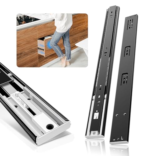1 Pair Push to Open 14 Inch Side Mount Drawer Slides Rails - color: Black, size: 14 Inch
