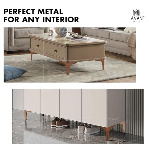 La Vane 4 Inch Diamond Triangle Metal Furniture Legs 4PCS- Heavy Duty Iron - color: Walnut, size: 4" / 10cm