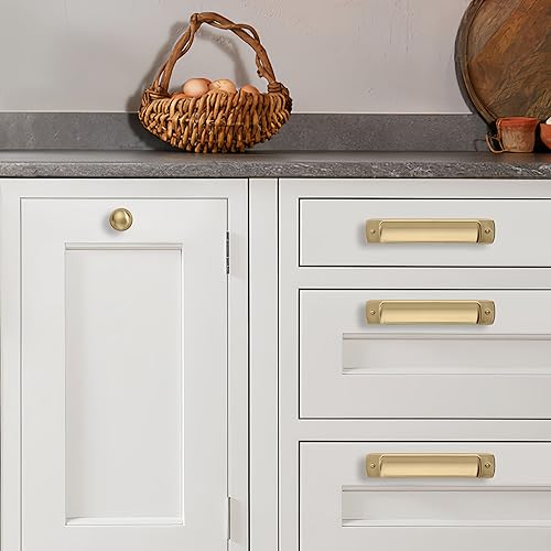 Khtumeware 10 Pack 1-1/4 inch Brushed Brass Cabinet Knobs - Brushed Gold Drawer Knobs for Kitchen and Dresser Drawers - color: Brushed Brass, size: 1-1/4"(32mm)