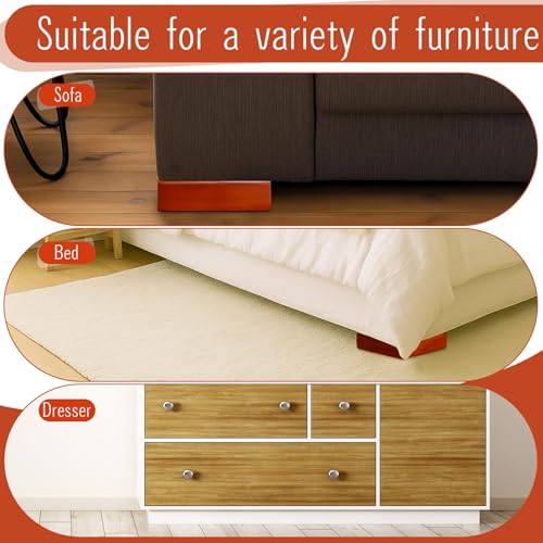 Geelin 4 Pack 1 Inch Wood Furniture Risers L-Shaped Bed Riser, Brown - color: Brown, size: 1 Inch
