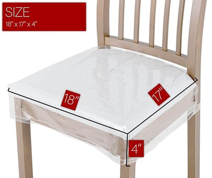 4 Pack Plastic Dining Chair seat Covers/slipcovers with Adjustable Belt Strap (18‘’W x 17‘’D x 5''H) - size: 18‘’W x 17‘’D x 5‘’H