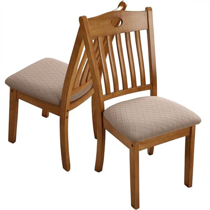 Fuloon Dining Chair Seat Covers Stretch Slipcovers, 6 Pack, Khaki - color: Khaki, size: Not Waterproof