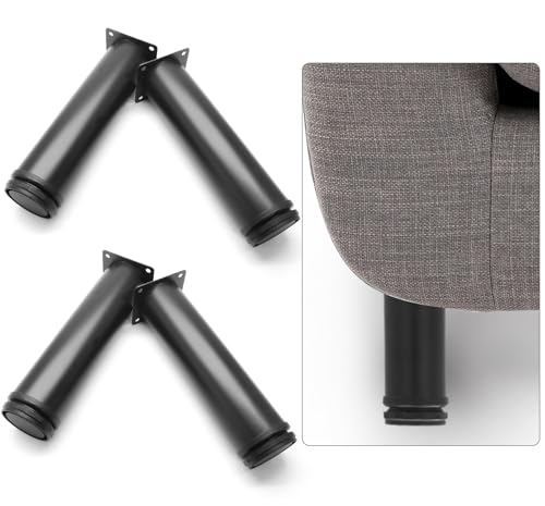 10 Inch Adjustable Furniture Legs, Set of 4, Black - size: 10 Inch / 250mm