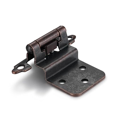 Oil Rubbed Bronze (Antique) Cabinet Hinges, 3/8” Inset, 4 Pack - color: Antique Copper, size: 3/8 Inch Inset