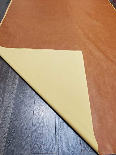 NAT Leathers | Tan Cognac Soft Faux Vegan Leather PU (Peta Approved Vegan) | 4 Yards (144 inch x 54 inch Wide) Cut by the Yard | Synthetic Pleather 0.9mm Smooth Vinyl Upholstery | Cognac Tan 144"x54" - color: Cognac Tan, size: 4 yard (144"x54")