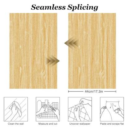 Peel and Stick Wallpaper Light Oak Wood Grain Contact Paper 15.7" x 275.6" - color: Oak, size: 15.7" x 275.6"