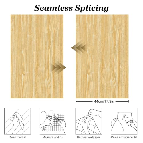 Peel and Stick Wallpaper Light Oak Wood Grain Contact Paper 15.7" x 118.1" - color: Oak, size: 15.7" x 118.1"