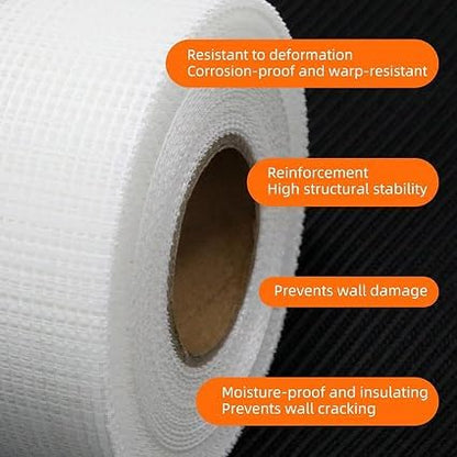QILIMA Self-Adhesive Fiberglass Drywall Joint Mesh Tape, Fiber Mesh Crack Patch Wall Repair Fabric,4 Inch by 148 Feet White - size: 4Inch x 148 Feet