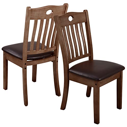 Fuloon Dining Chair Seat Covers 4 PCS, Solid Pu Leather Waterproof Seat Cushion Cover Oilproof Stretch Dining Chair Protctor Slipcover (Pu Dark Brown) - color: Pu Dark Brown