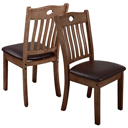 Fuloon Dining Chair Seat Covers 4 PCS, Solid Pu Leather Waterproof Seat Cushion Cover Oilproof Stretch Dining Chair Protctor Slipcover (Pu Dark Brown) - color: Pu Dark Brown