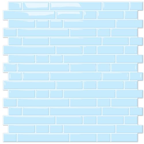 STICKGOO Thicker Peel and Stick Backsplash Tile for Kitchen and Bathroom - color: Sky Blue