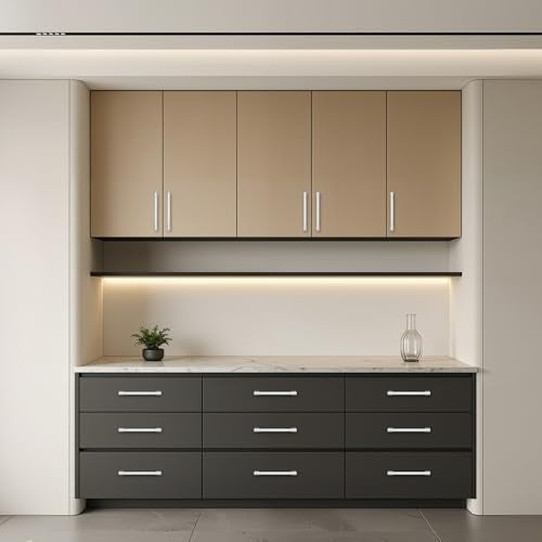 Lardmon 10 Pack 6.3 Inch(160mm) Hole Center Brushed Satin Nickel Kitchen Cabinet Handles Modern Cabinet Pulls Kitchen Cabinet Hardware Solid Drawer Pulls Handles for Dresser, Total Length 7.28 Inch - color: Brushed Satin Nickel, size: 6.3 Inch Hole Center