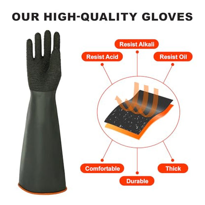 North Tower Heavy Duty Rubber Gloves, Industrial Gloves,Black （22in,1 pair） - size: 22”（1 pair）