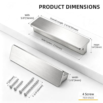 Goldenwarm 10 Pack 3" Brushed Nickel Cabinet Pulls Drawer Handles - color: Brushed Nickel, size: 3in Hole Centers