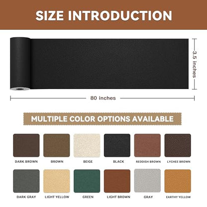 TIANLDD Leather Repair Tape,3.5 x 80 Inches Self Adhesive Leather Repair Patch，Leather Repair Kit for Furniture，Couches,Car Seats,Cabinets,Handbags(Black-Litchi Grain) - color: Black-Litchi Grain, size: 3.5" x 80"