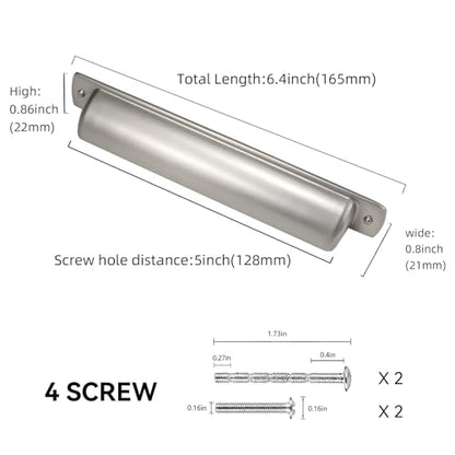 10 Pack 5 inch(128mm) Brushed Satin Nickel Kitchen Cabinet Handles Cabinet Cup Pulls Sliver Drawer Cup Pulls Kitchen Cabinet Hardware - color: Brushed Satin Nickel, size: 5" Hole Center（128mm）