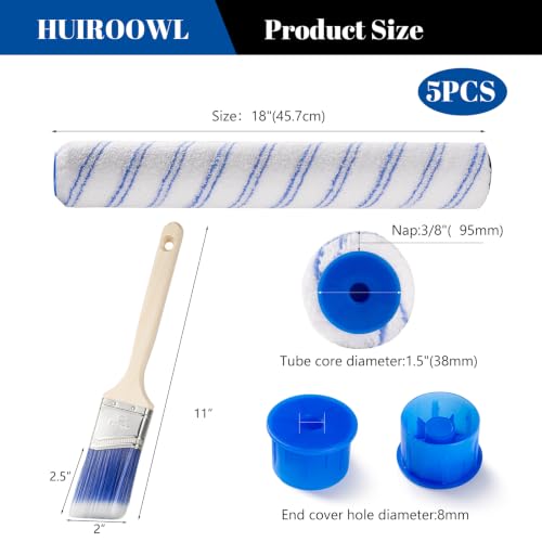 18 Inch Microfiber Paint Roller Kits with Paint Brush, 5 Pack - size: 18 Inch Paint Roller Kit, 5 Pack
