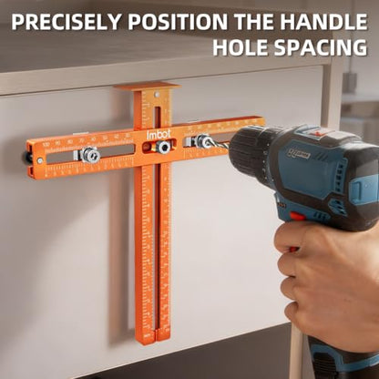 Imbot Cabinet Hardware Jig, Cabinet Handle Drawer Pull Knob Jig Template - color: Aluminum Alloy